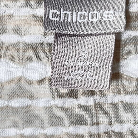 NWT Chicos Striped Cardigan Jacket Beige Sand Sz 3 XL 16 Open Front Textured - Picture 6 of 14